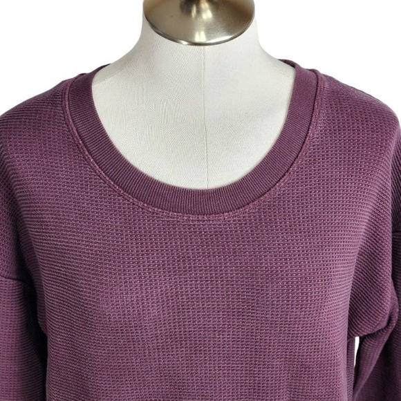 Athleta Coaster Luxe Waffle Sweatshirt Womens Medium Burgundy - Picture 2 of 7